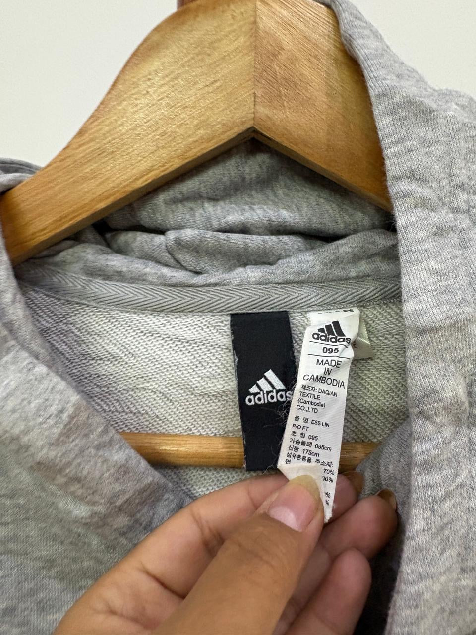 Grey 'Adidas' Big Logo Hoodie