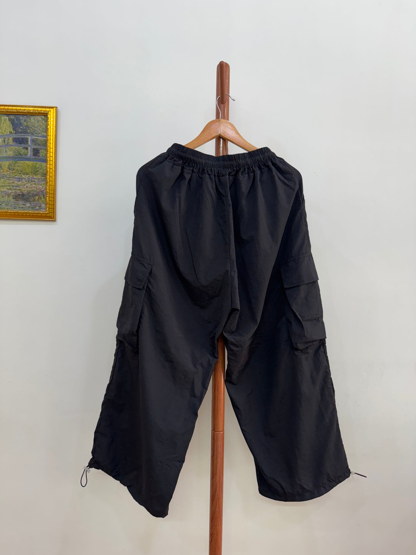Black Baggy Parachute Pant
