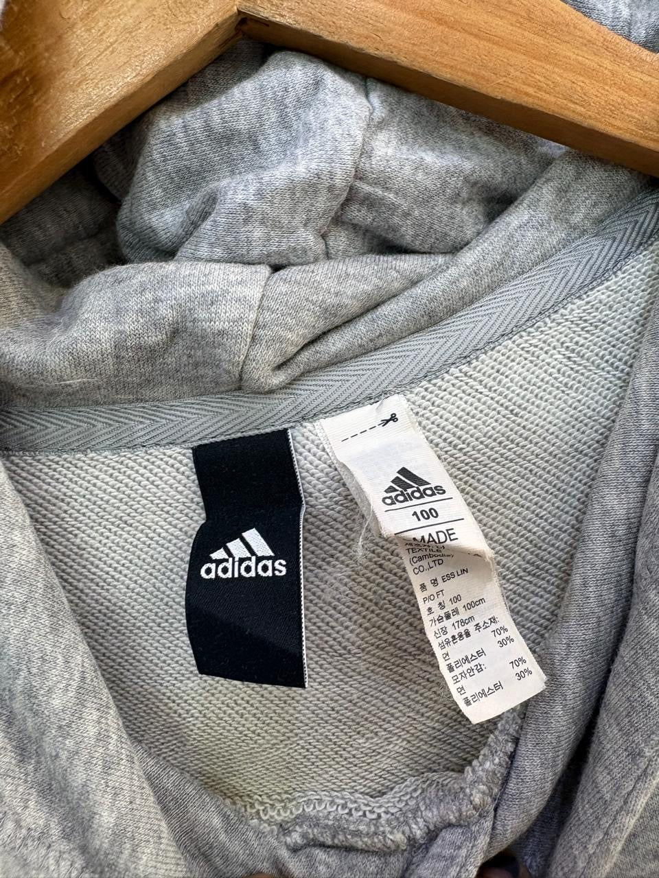 Grey 'Adidas' Big Logo Hoodie