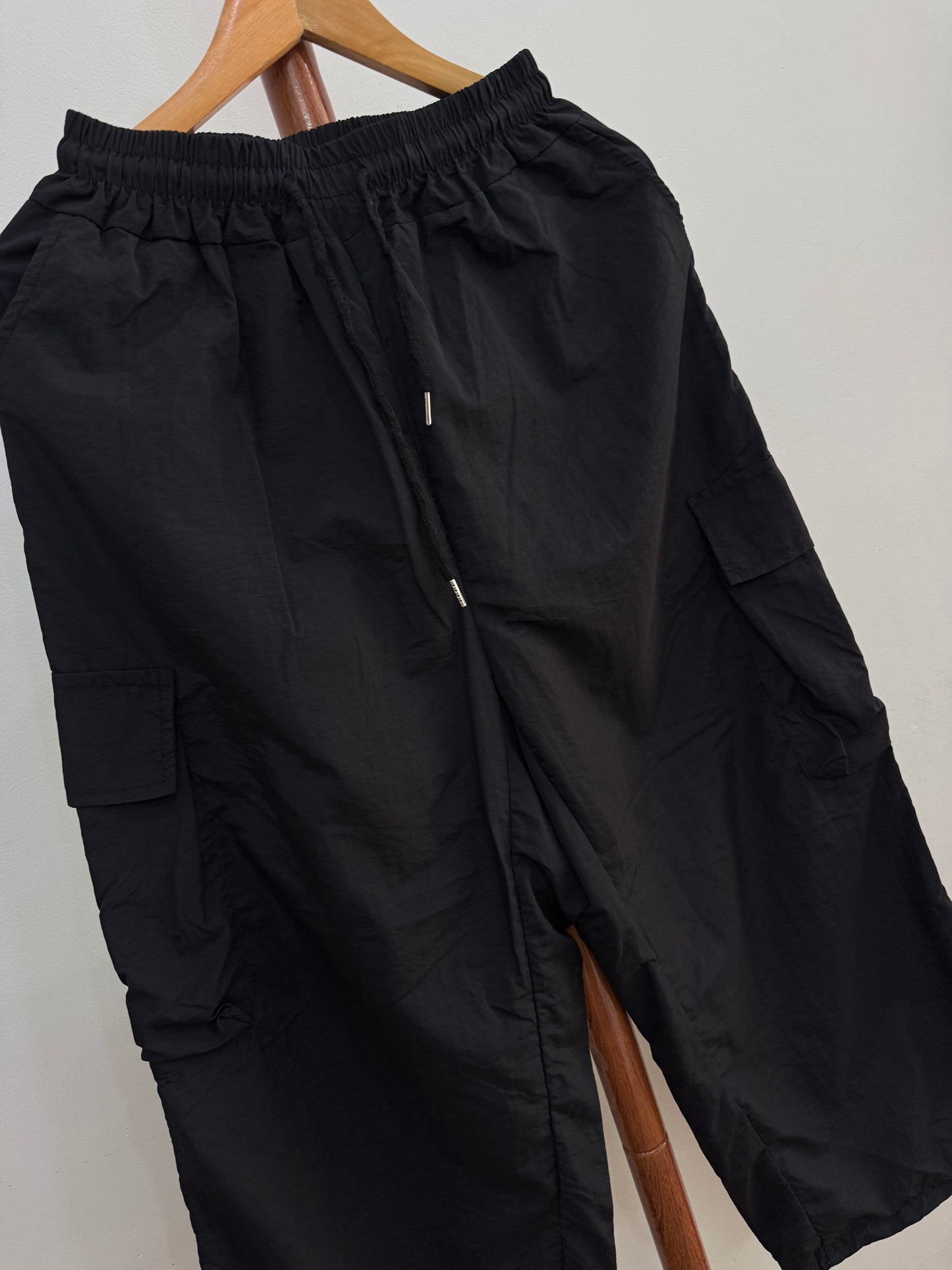 Black Baggy Parachute Pant