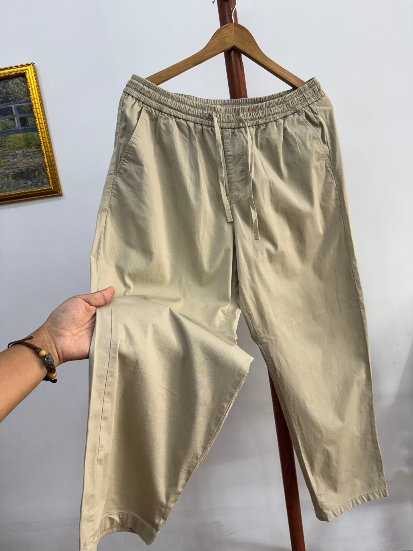 Beige Summer Cotton Korean Trosuer