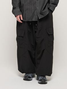 Black Baggy Parachute Pant
