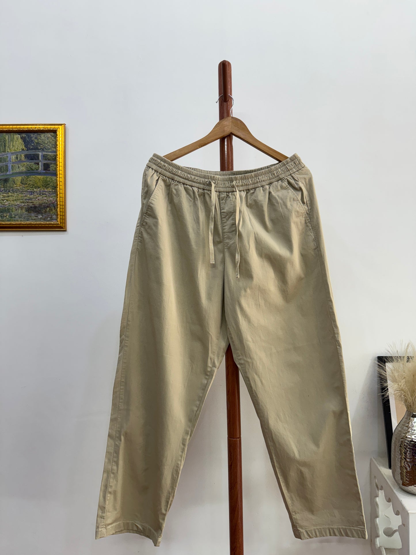 Beige Summer Cotton Korean Trosuer