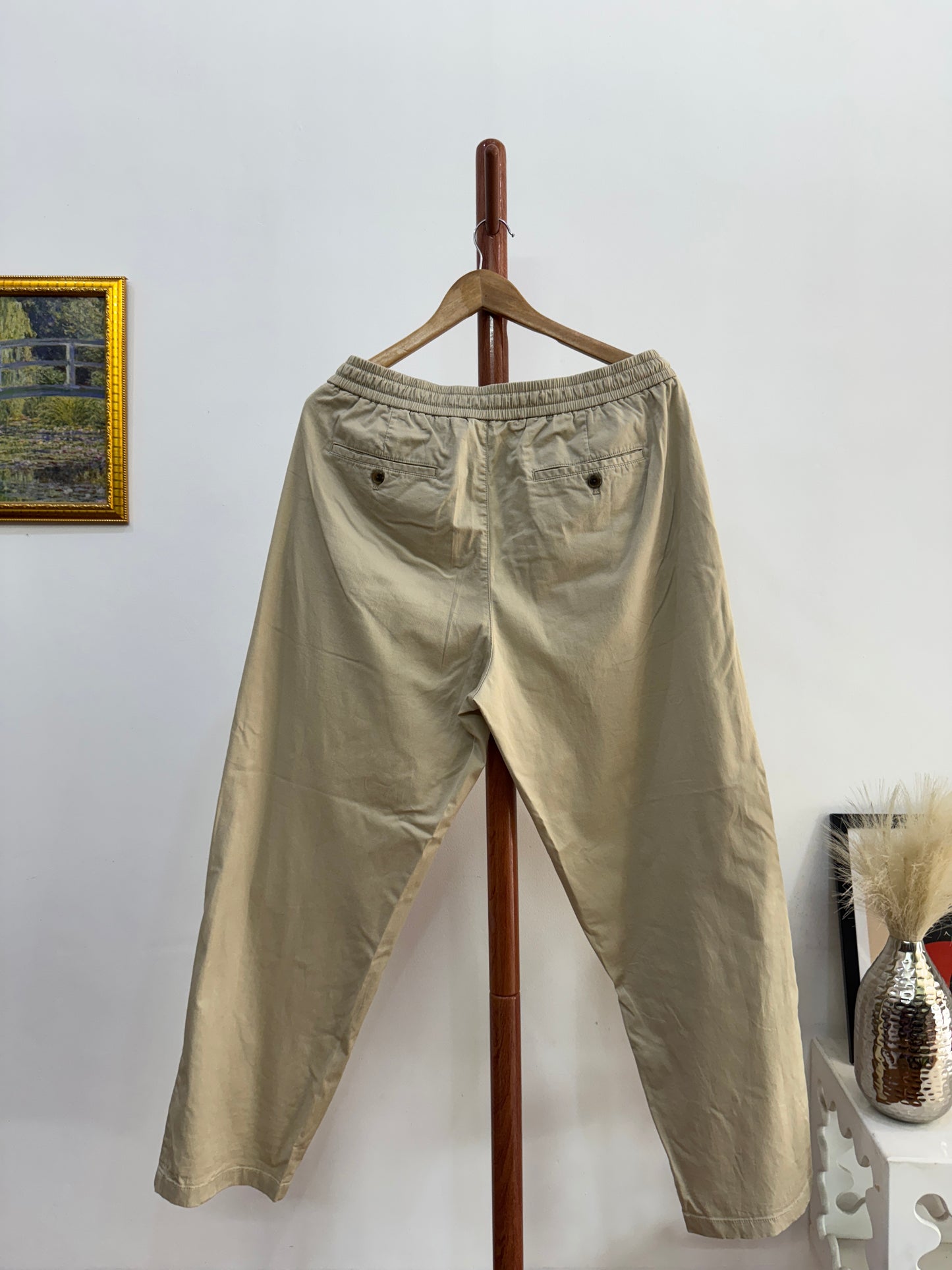Beige Summer Cotton Korean Trosuer