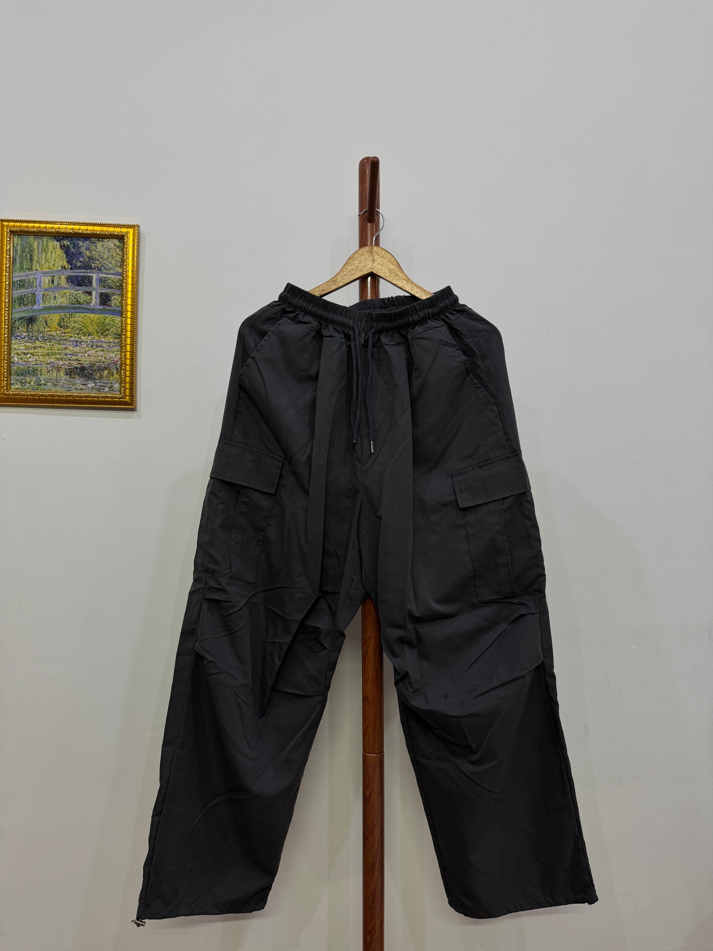 Grey Parachute Cargo Baggy Pant