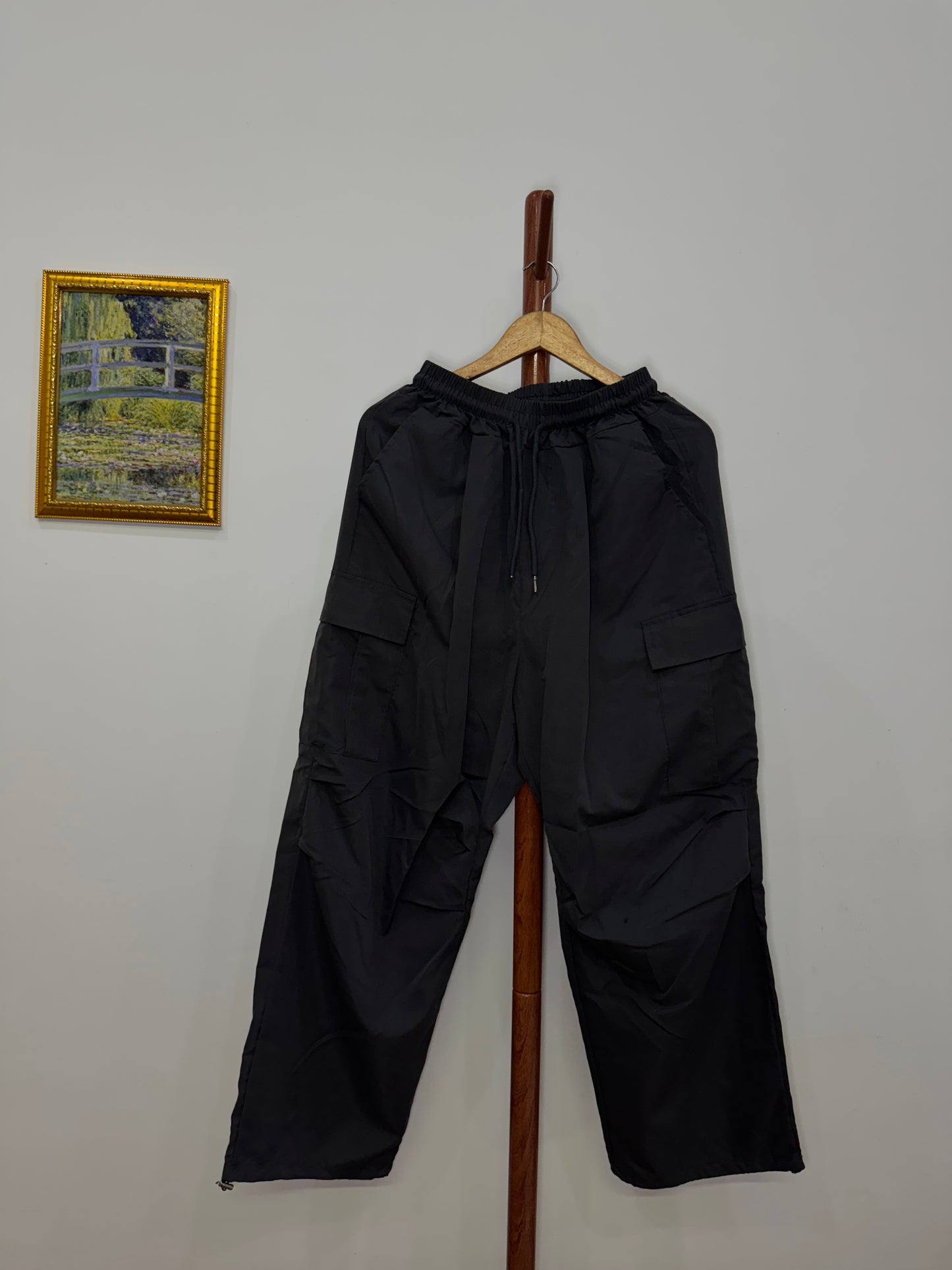 Grey Parachute Cargo Baggy Pant
