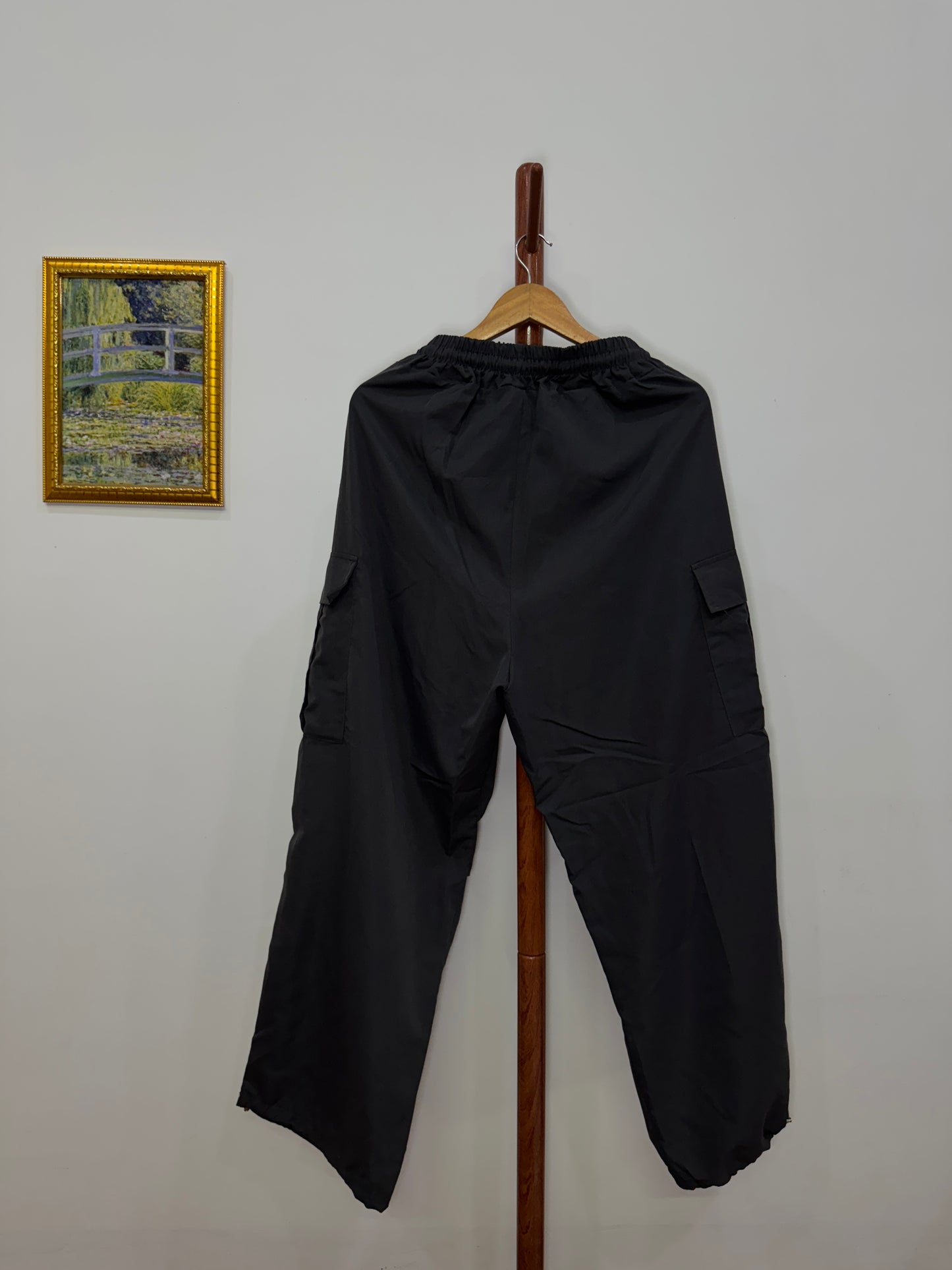Grey Parachute Cargo Baggy Pant