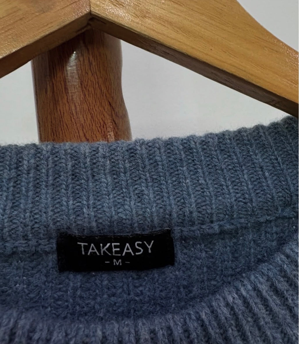 'Takeiteasy ' Ribbed Thick Knitted Sweater