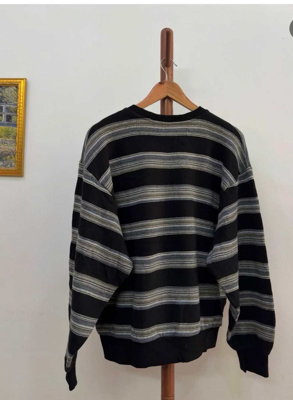 Black Sculpture Stripes Sweater