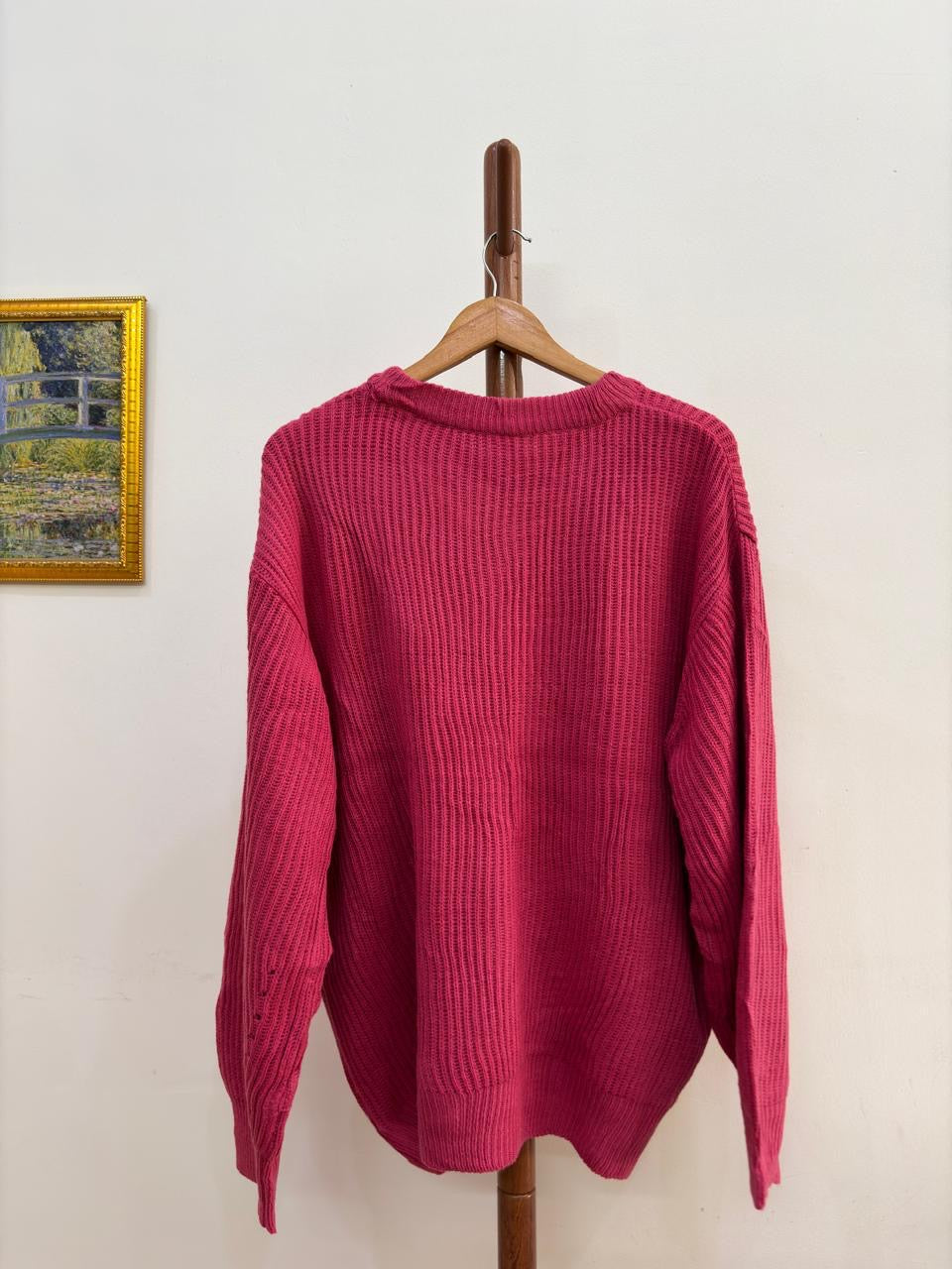 Pink Thick Ribbed Knitted Sweater