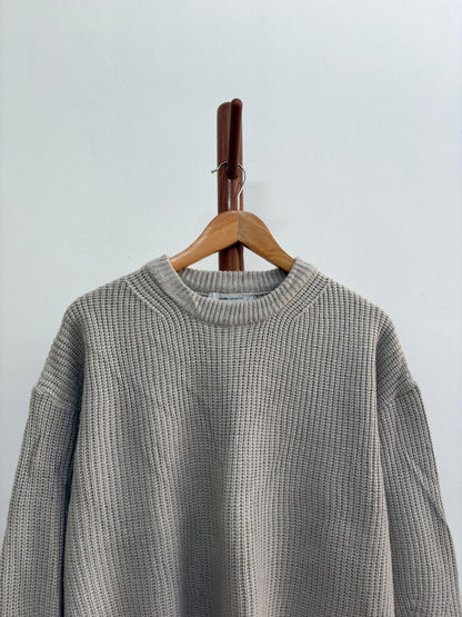 Beige Ribbed Knitted Sweater