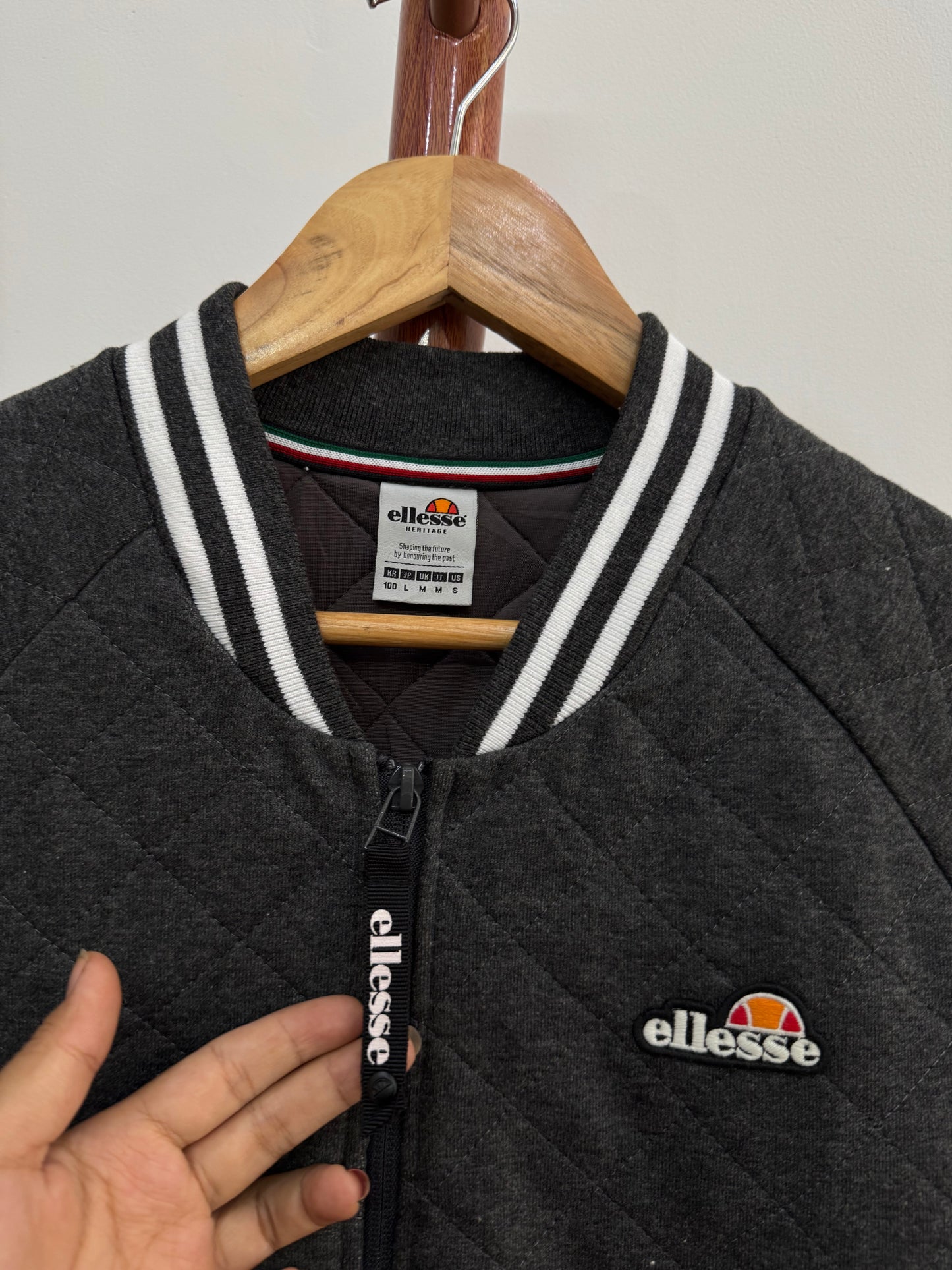 Grey ‘ELLESSE’ Quilted Bomber Jacket