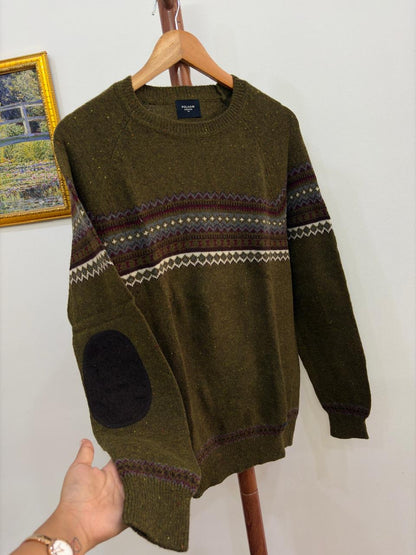 Polham' Green Textured Aztec Sweater