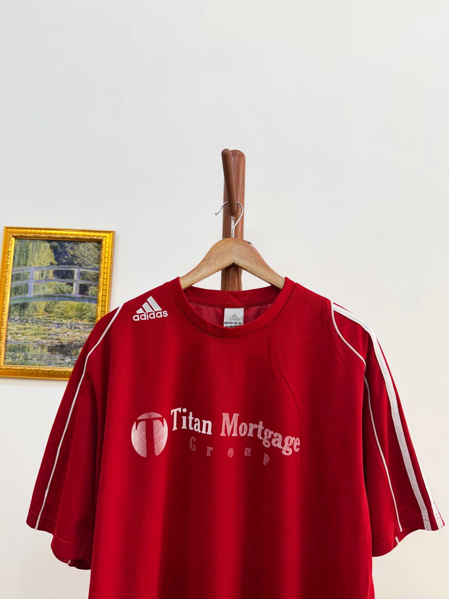 Classic Adidas Red 3-Stripes Tee