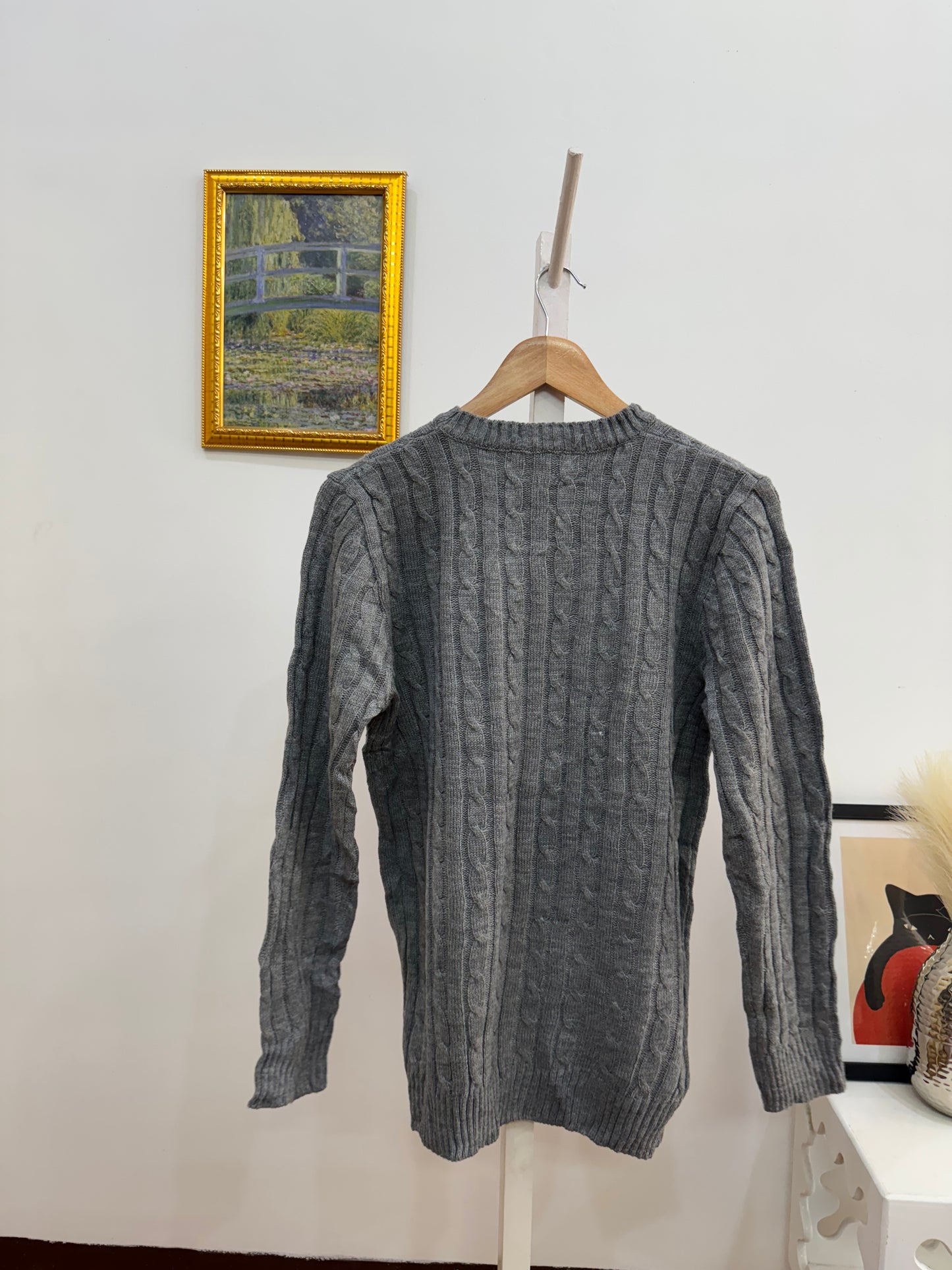 Grey cableknit Knitted Sweater