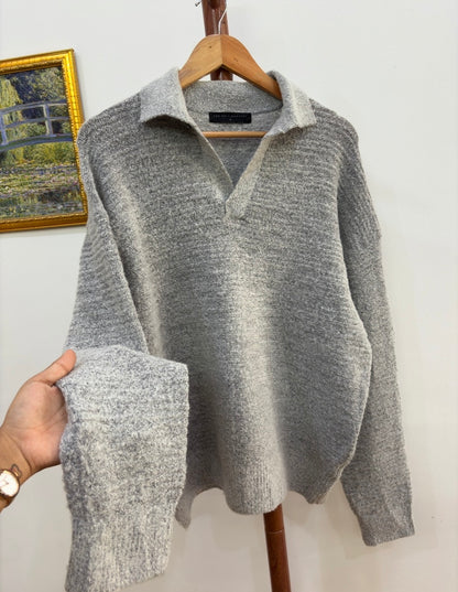 The knit company fuzzy collared sweater