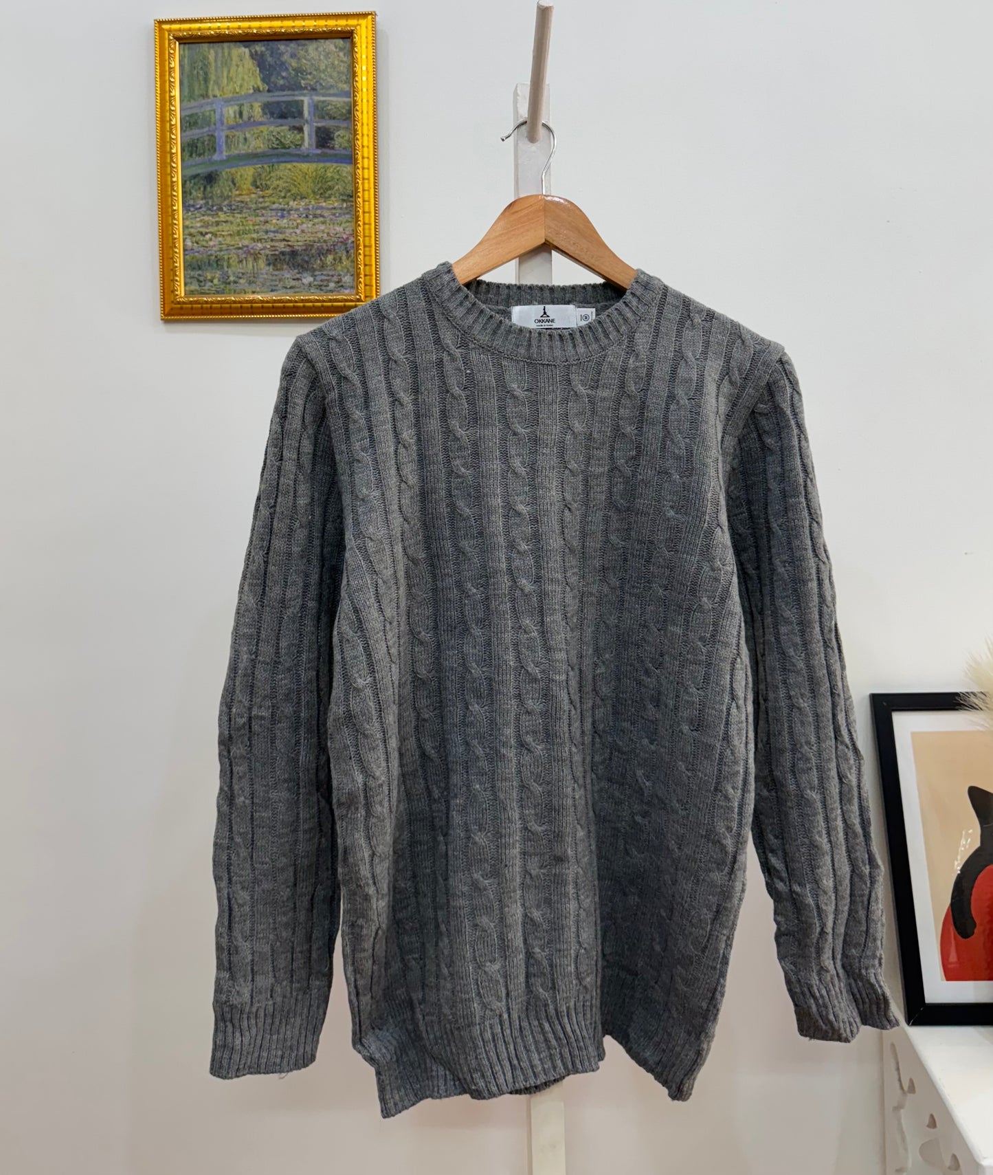 Grey cableknit Knitted Sweater