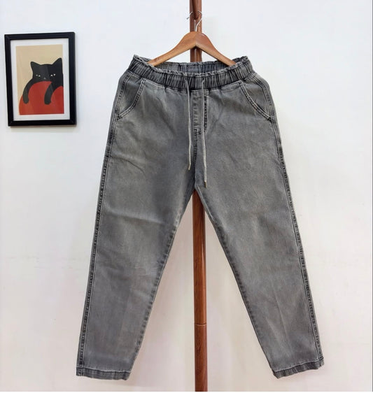 Grey Washed Out Denim Summer Trouser