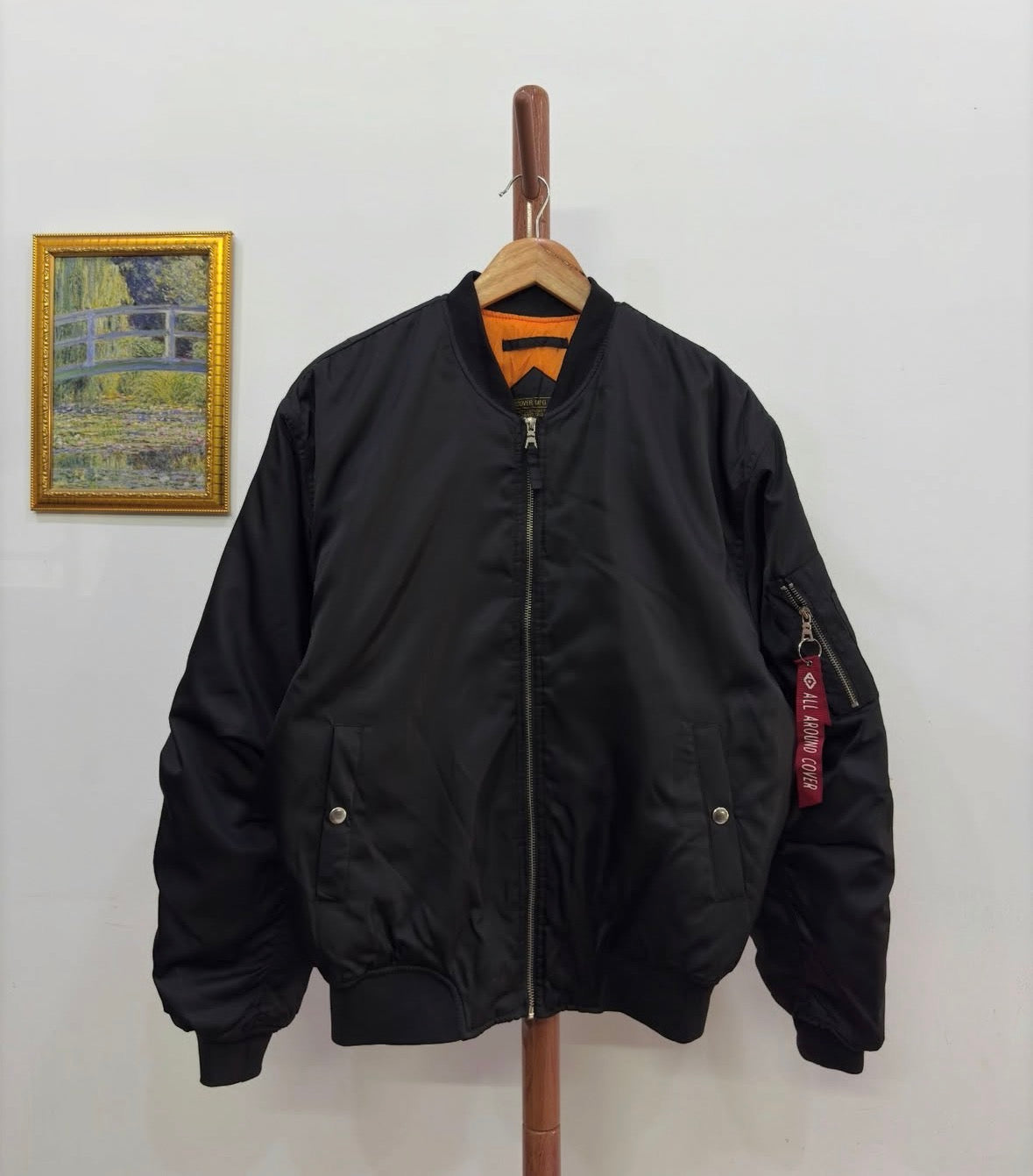 Black 'ACOVER ' MA1 Thick Oversize Jacket