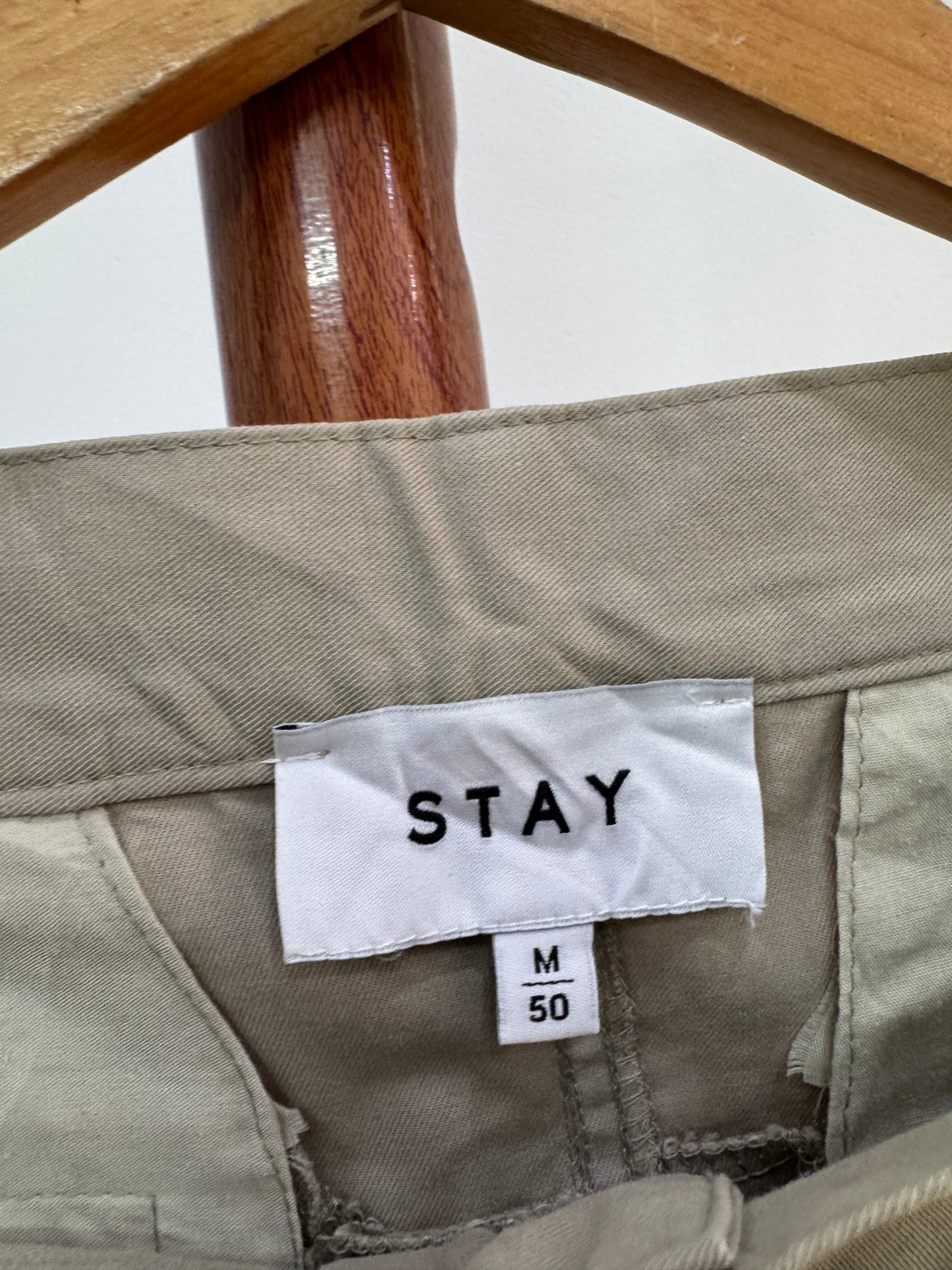 STAY’ Beige Straight Fit Cotton Trouser