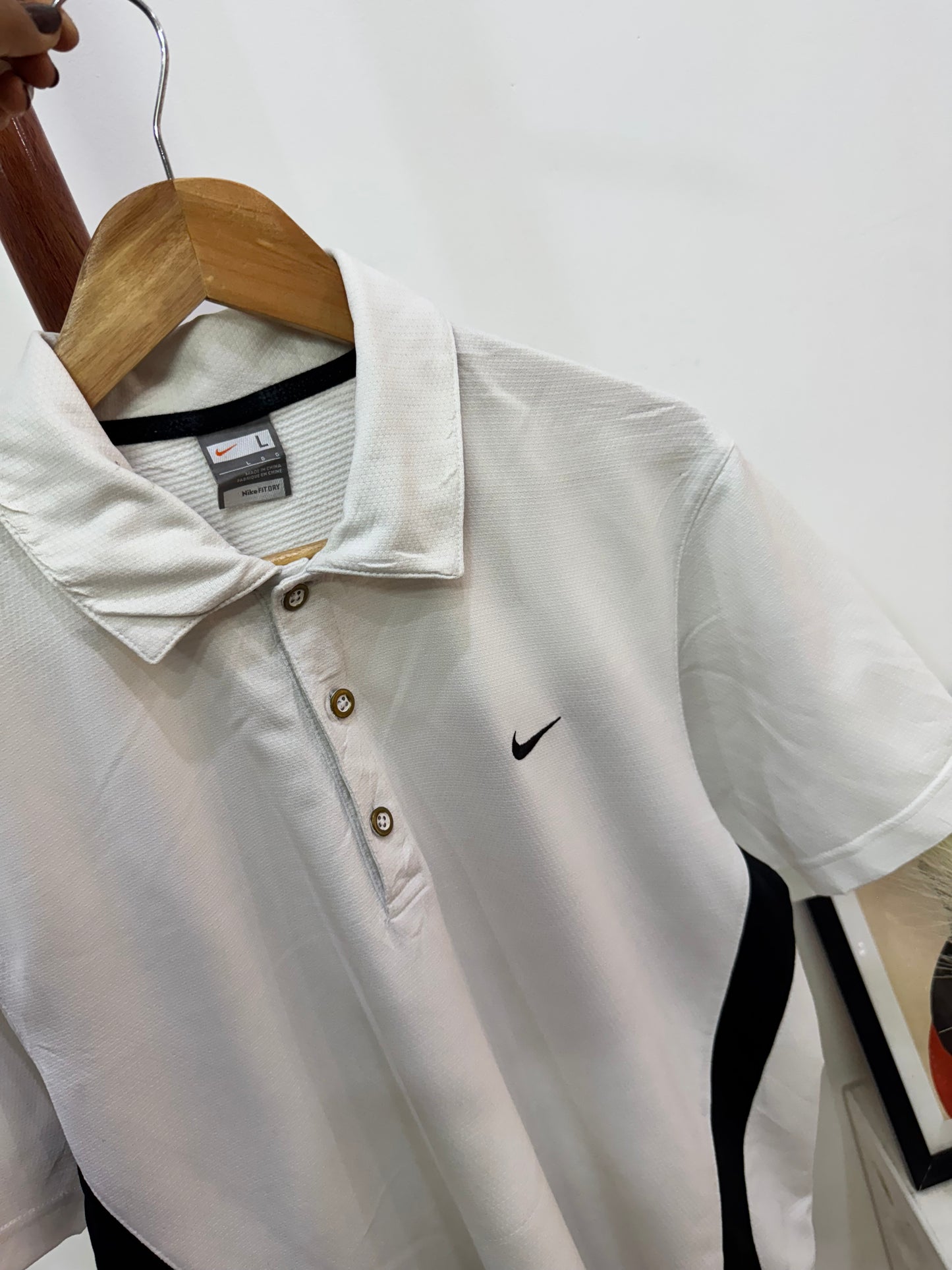 White @nike Polo Dri-Fit Tee