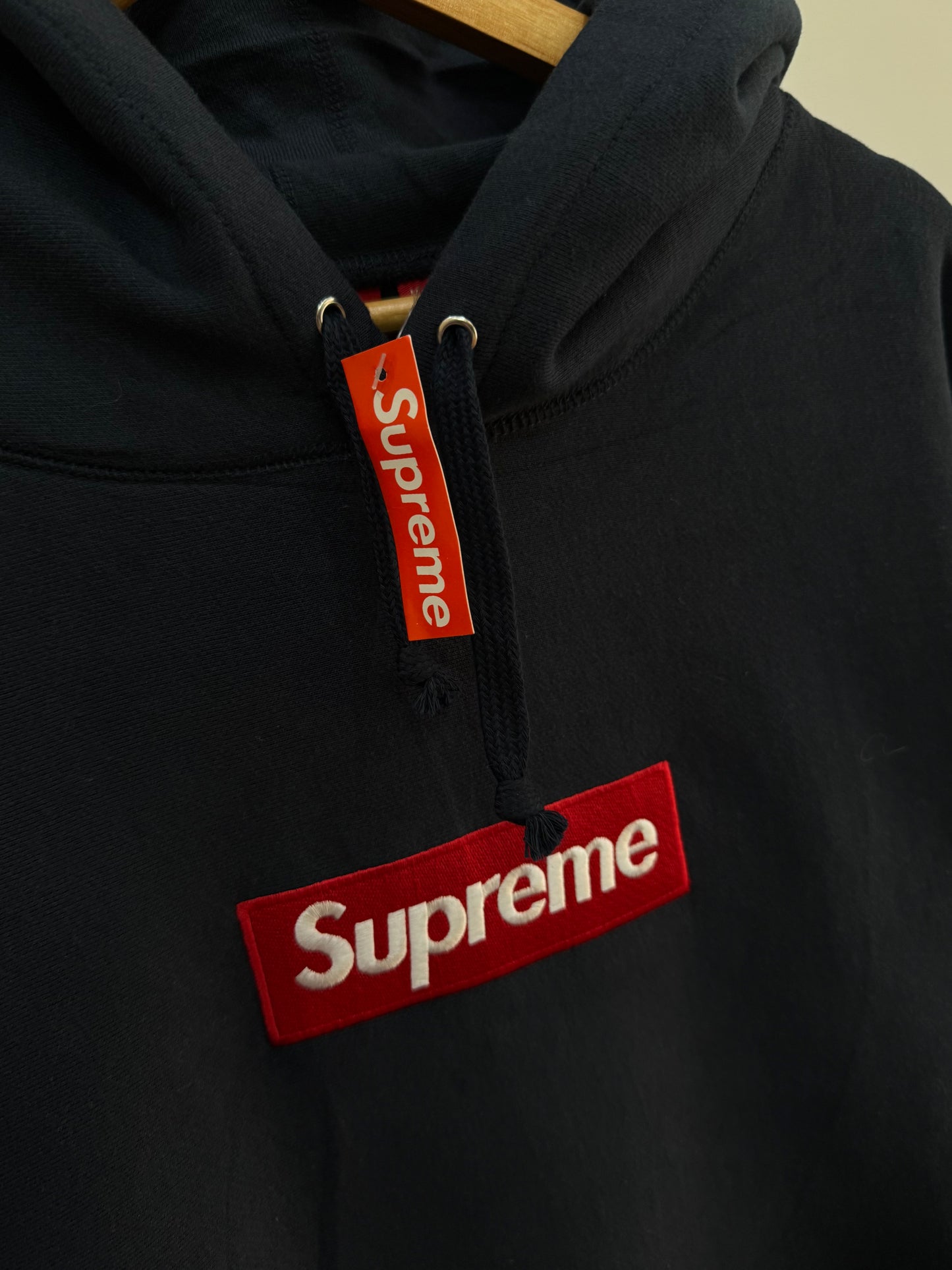 Navy Blue ‘Supreme’ Box Logo Thick Hoodie