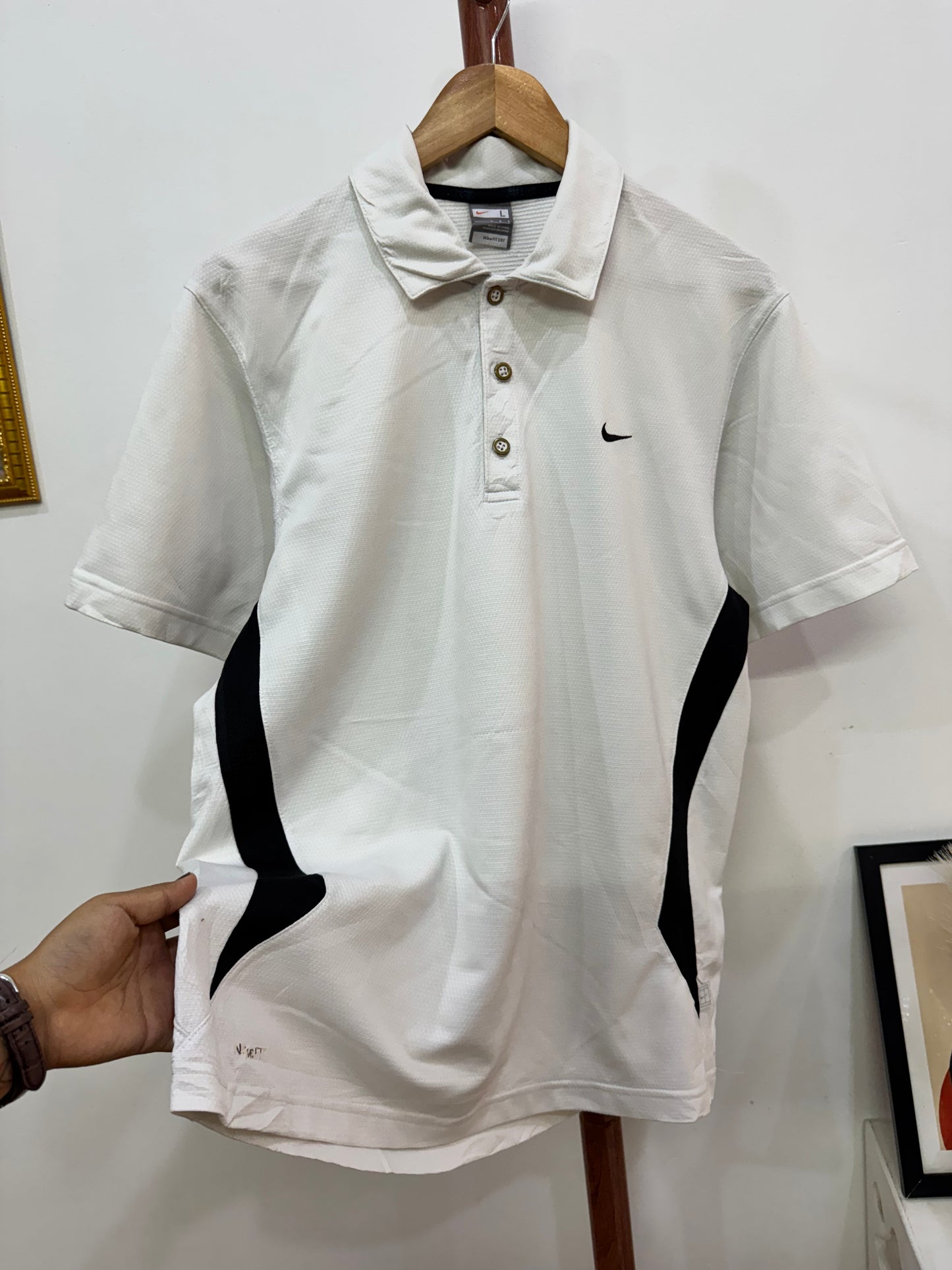 White @nike Polo Dri-Fit Tee