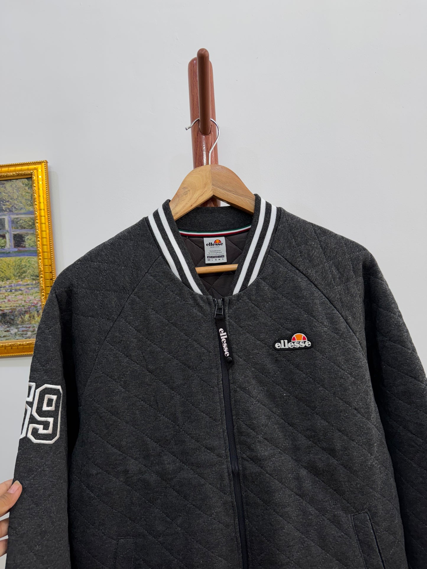 Grey ‘ELLESSE’ Quilted Bomber Jacket