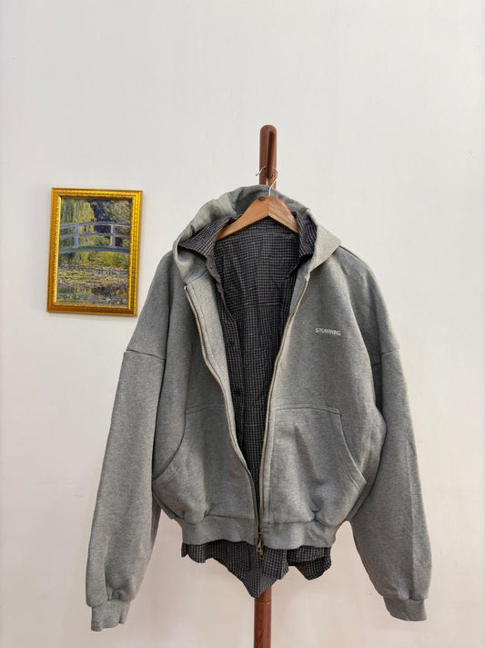 grey oversize hoodie with shirt
