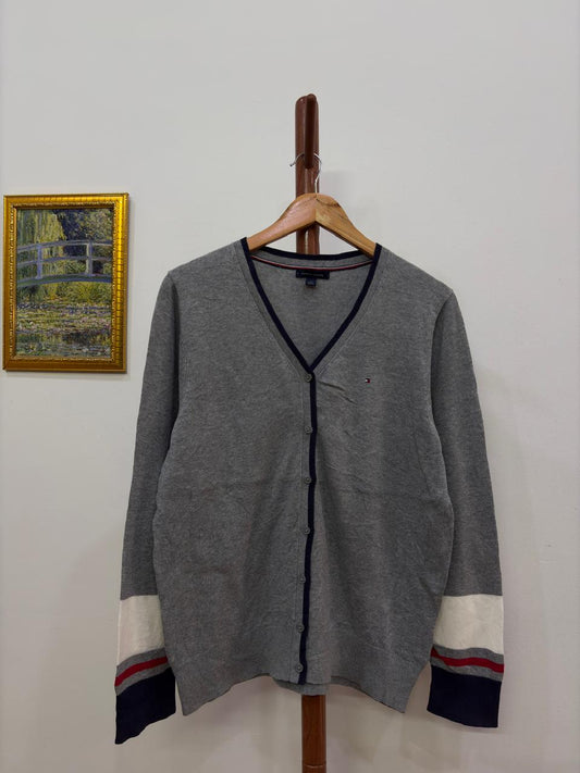 Grey 'Tommy Hilfiger' Cardigan Cotton