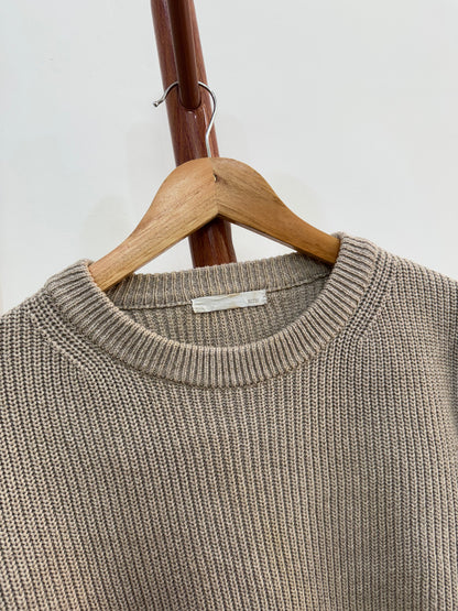 Nude Brown Thick Ribbed Knitted Sweater