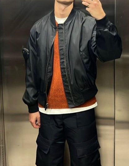 Black 'ACOVER ' MA1 Thick Oversize Jacket