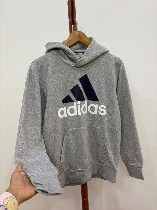 Grey 'Adidas' Big Logo Hoodie