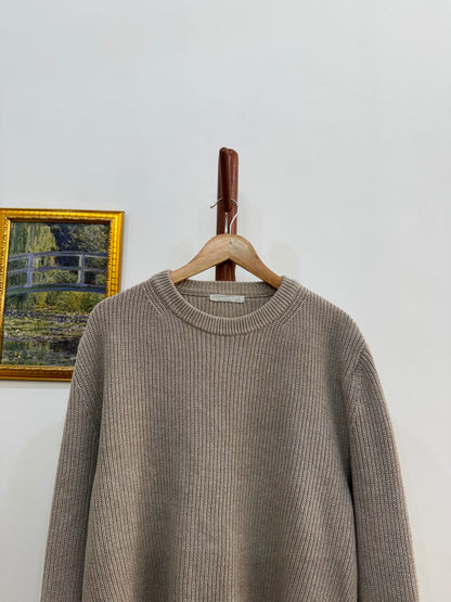 Nude Brown Thick Ribbed Knitted Sweater