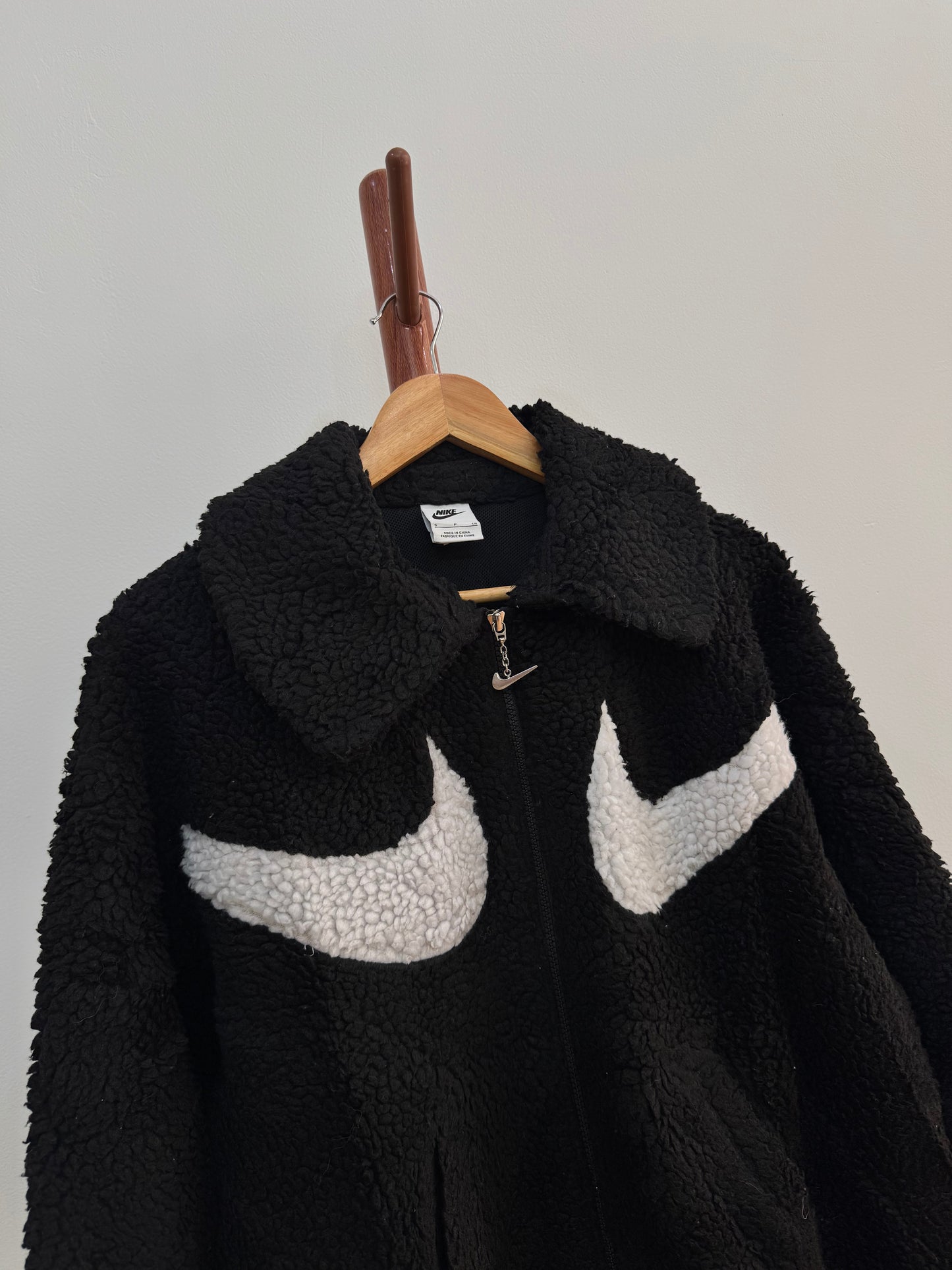 Black NIKE BIG SWOOSH SHERPA JACKET