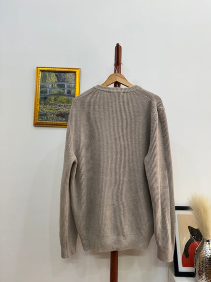 Nude Brown Thick Ribbed Knitted Sweater