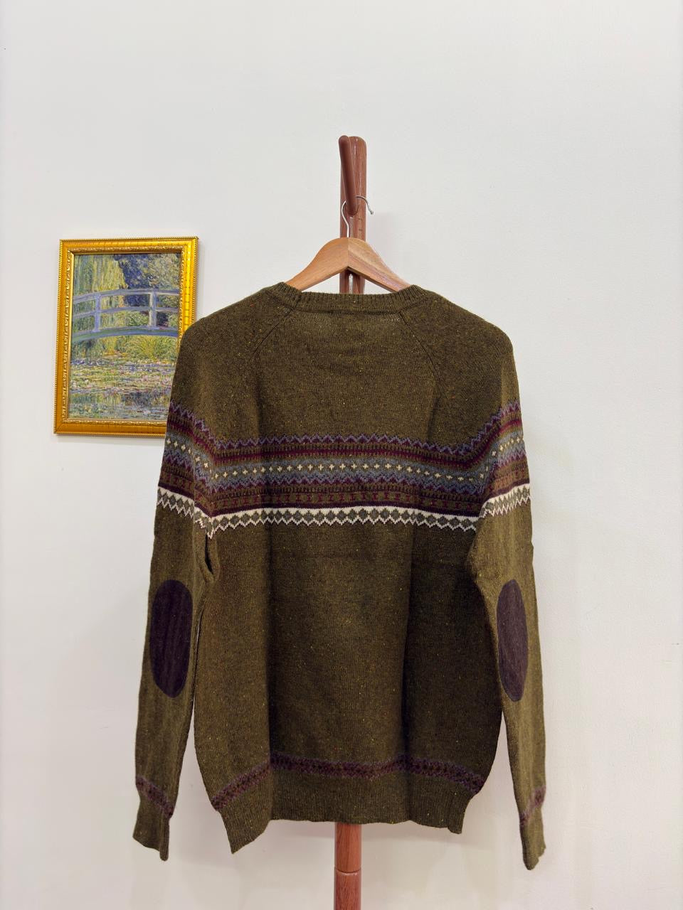 Polham' Green Textured Aztec Sweater