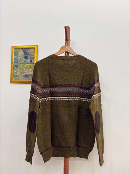 Polham' Green Textured Aztec Sweater
