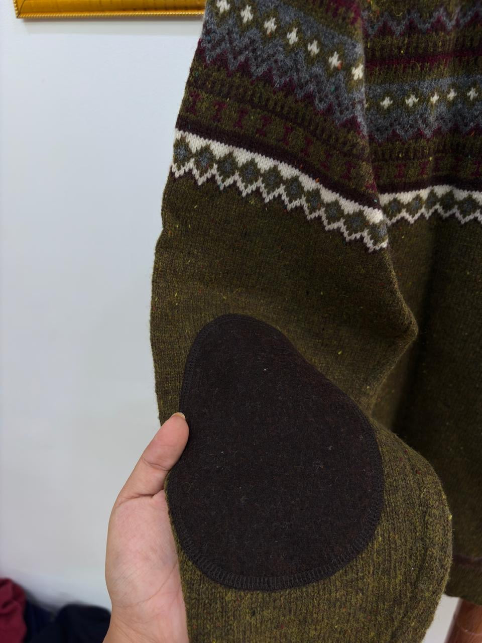 Polham' Green Textured Aztec Sweater