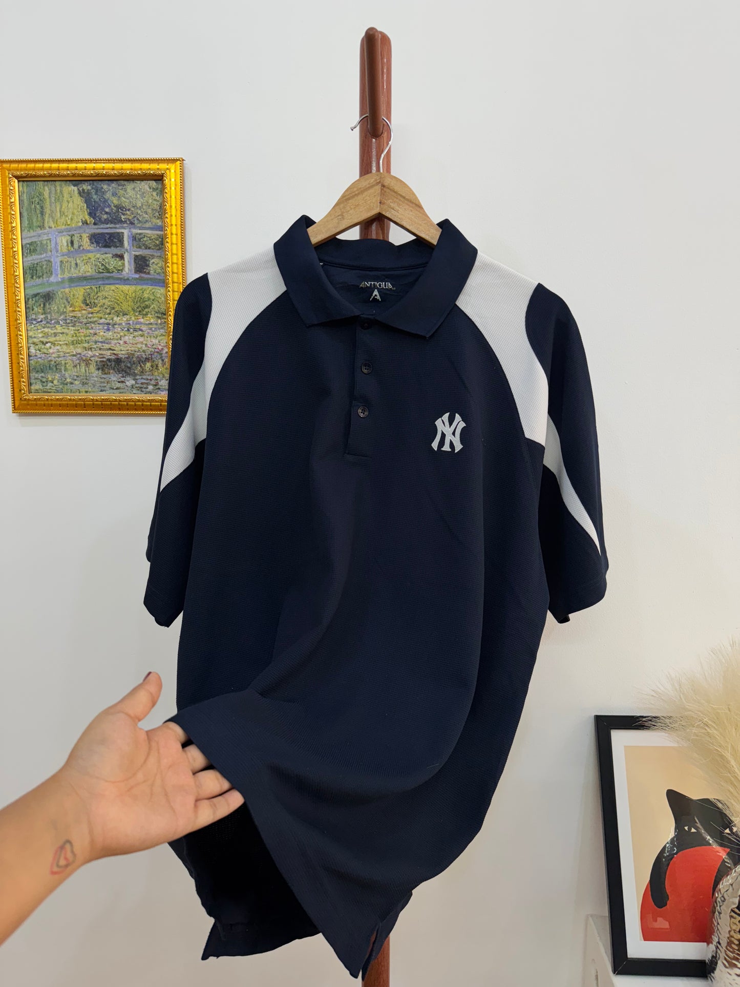 Navy Blue Yankees Polo Top