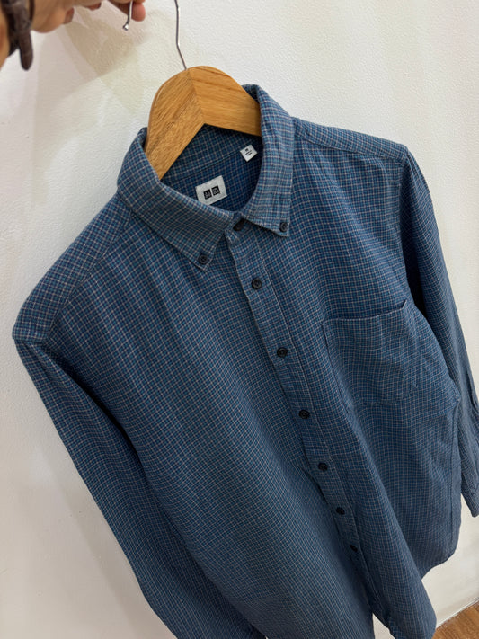 Fav! Blue ‘Uniqlo’ Checkered Flannel  Shirt