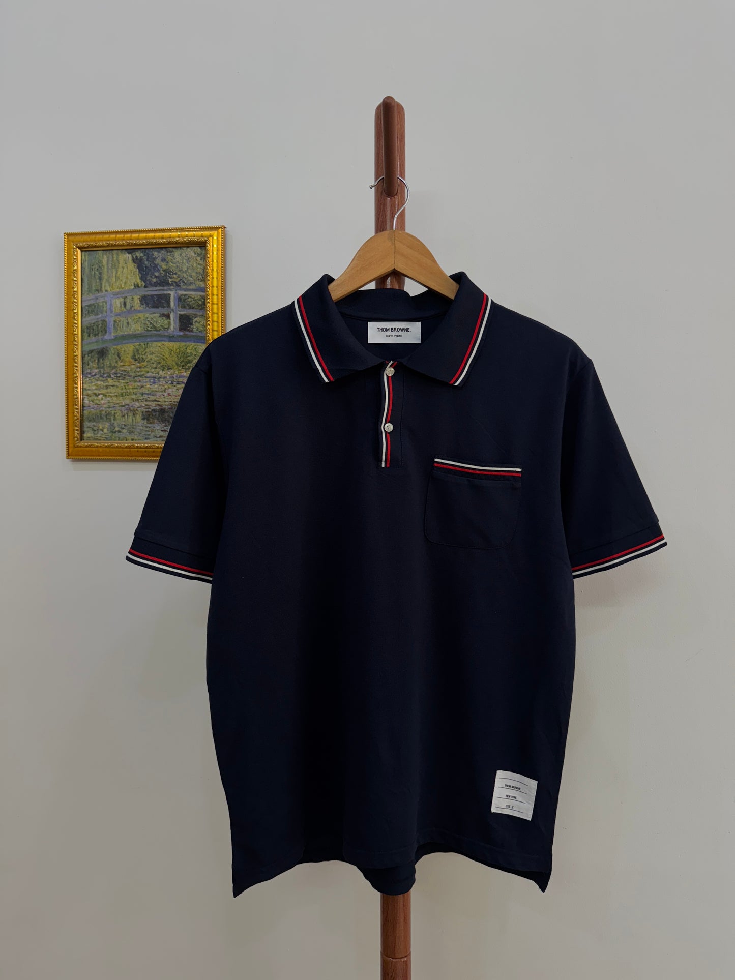 Grey ‘THOM BROWNE’ RWB STRIPED POLO