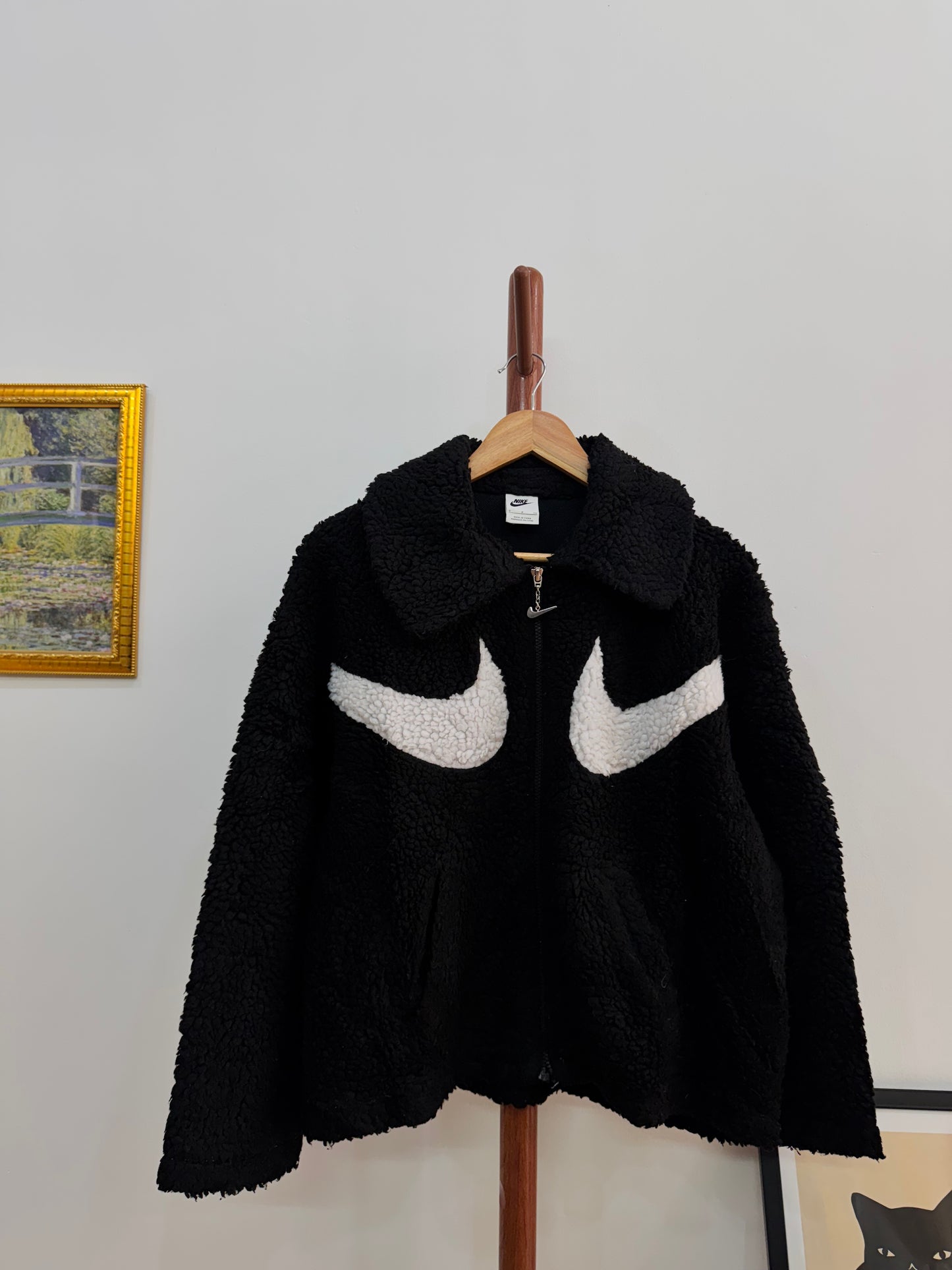 Black NIKE BIG SWOOSH SHERPA JACKET