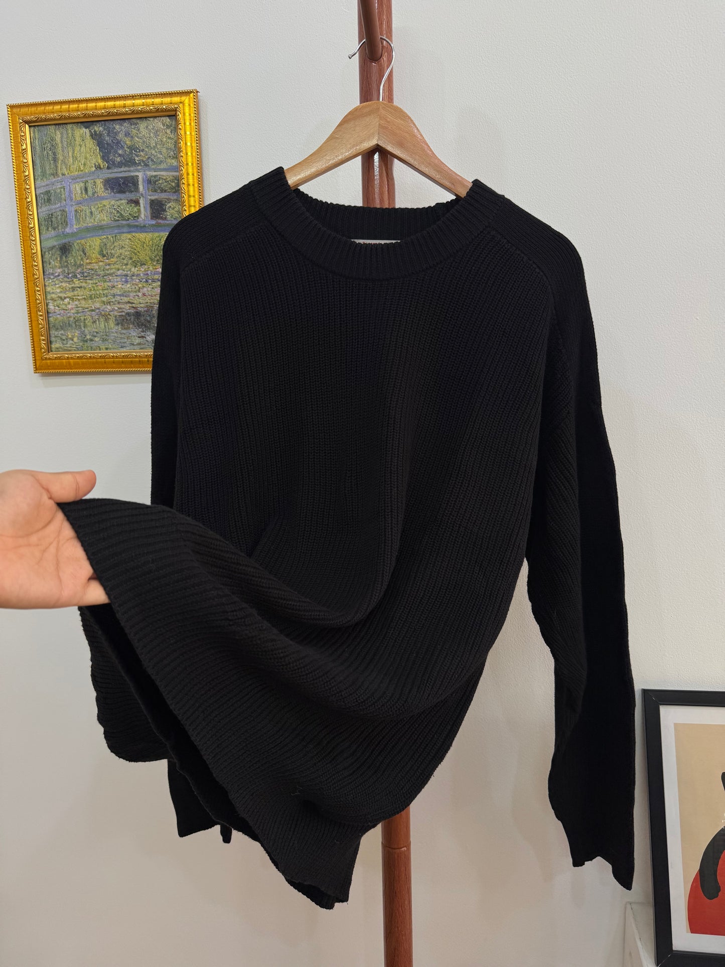 Black Thick Ribbed Knitted Sweater