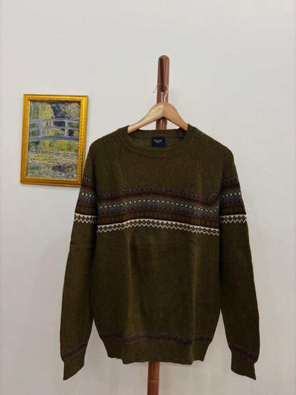 Polham' Green Textured Aztec Sweater