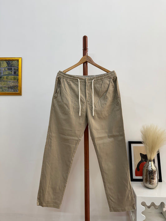 ‘Buckaroo’ Beige Straight Fit Linen Trouser