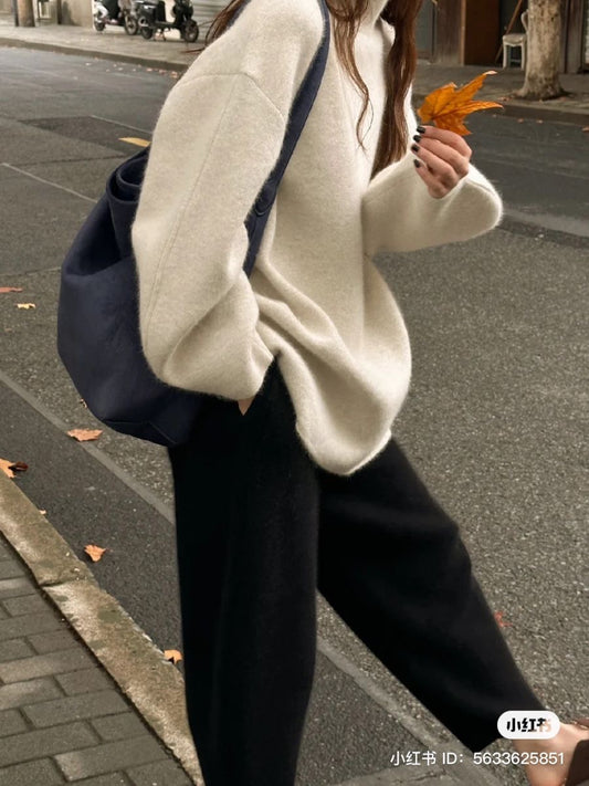 Creme Fuzzy Oversize Sweater