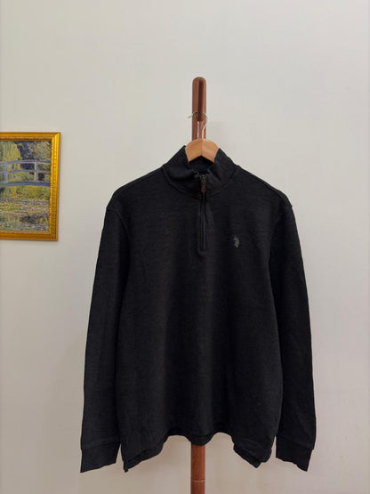 Dark Grey 'USPA' Quarterzip Sweater