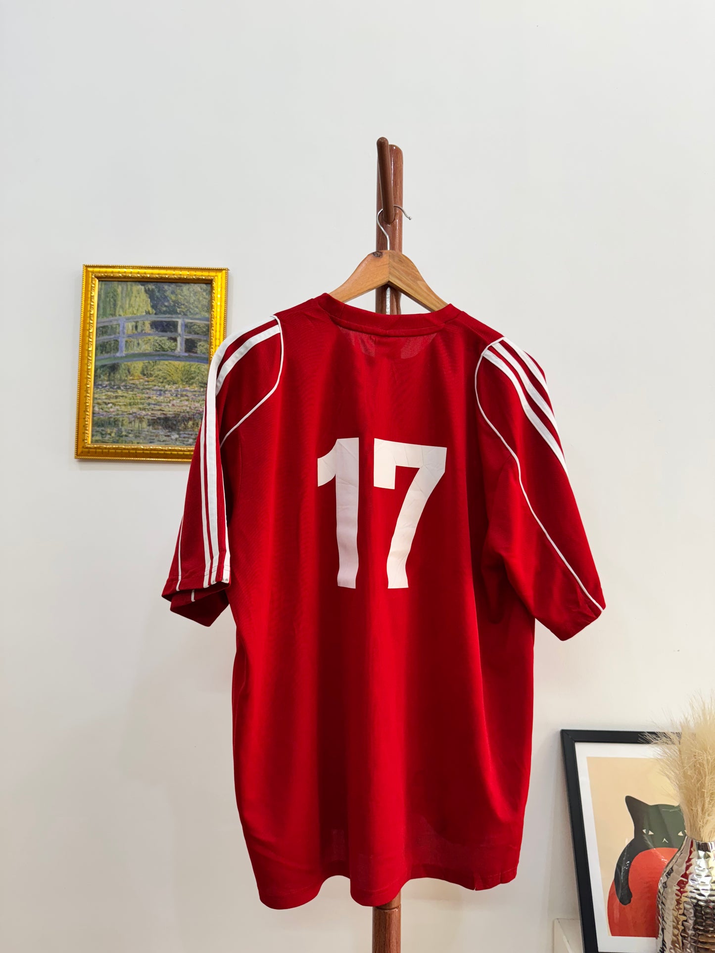 Classic Adidas Red 3-Stripes Tee