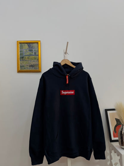 Navy Blue ‘Supreme’ Box Logo Thick Hoodie